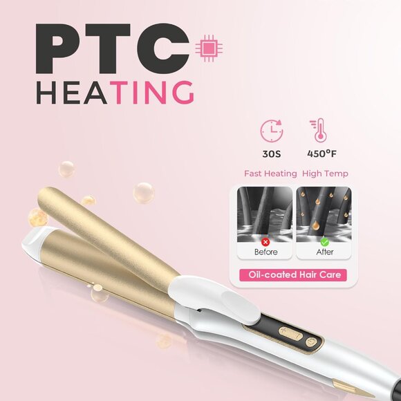 Travel Curling Iron, 2 in 1 Dual Voltage (110V-240V) 1.25 Inch Hair Curler - Picture 7 of 8